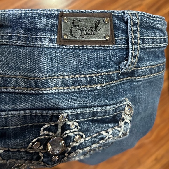 Earl Jeans Women's Blue Boot Cut with Embroidered Pocket - Picture 4 of 5